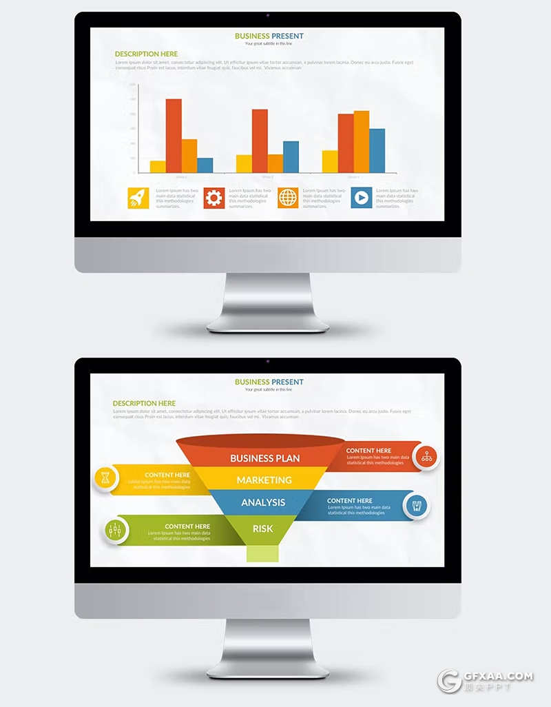 34页多色彩商务图形图表keynote模板 - 顶尖PPT