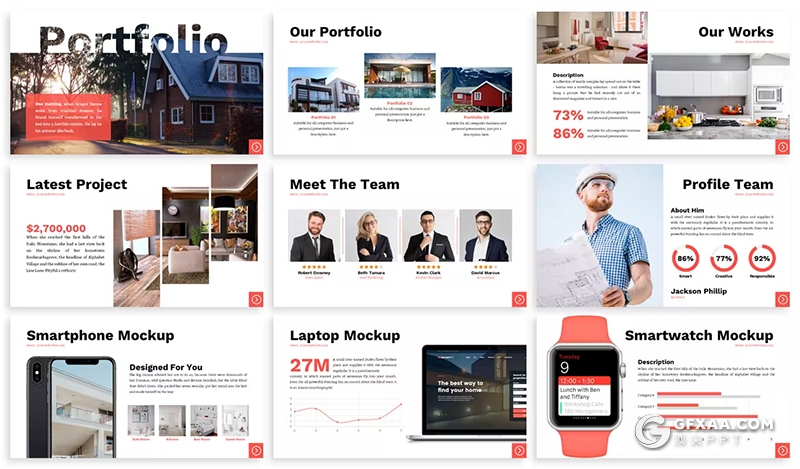 红色简约大气房地产介绍设计开发商务通用国外keynote模板 - 顶尖PPT