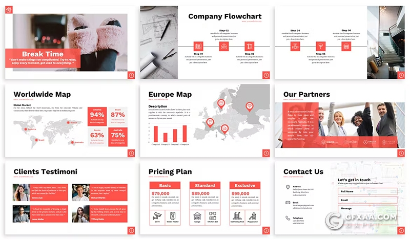 红色简约大气房地产介绍设计开发商务通用国外keynote模板 - 顶尖PPT