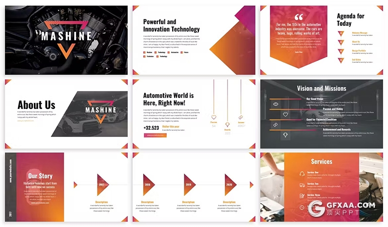 30页高端时尚汽车产品制造营销团队介绍研发国外PPT模板3种不同配色2款尺寸 - 顶尖PPT
