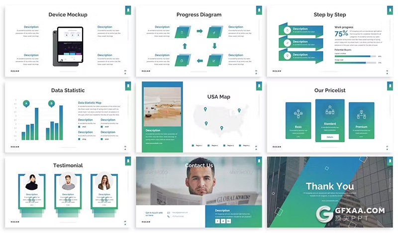 30页大气商务团队介绍商业计划总结商务通用国外PPT模板3种配色2款尺寸 - 顶尖PPT
