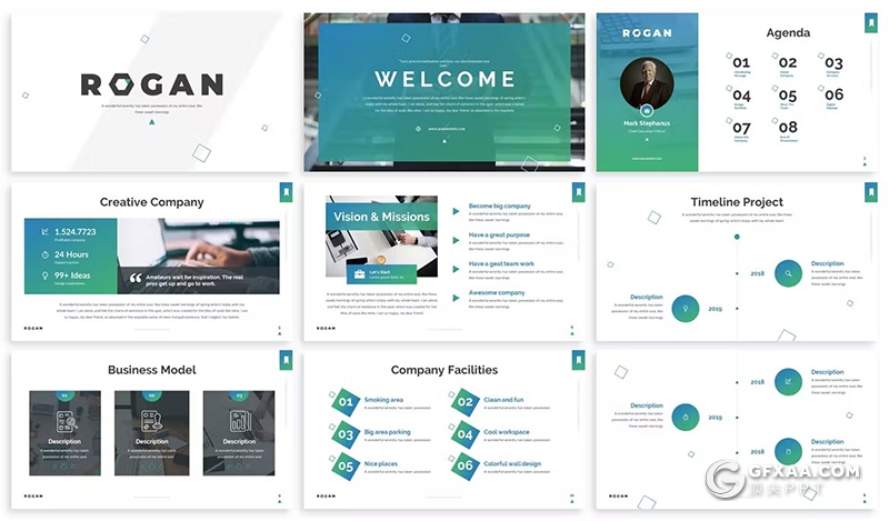 30页大气商务团队介绍商业计划总结商务通用国外PPT模板3种配色2款尺寸 - 顶尖PPT