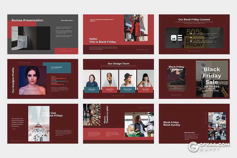 62页红色服装产品展示团队介绍国外PPT模板 - 顶尖PPT