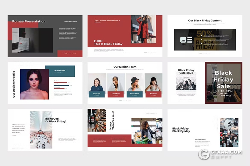 62页红色服装产品展示团队介绍国外PPT模板 - 顶尖PPT