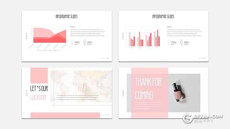 30页高端大气产品摄影展示化妆品展示研究发布GoogleSlides模板5种配色 - 顶尖PPT