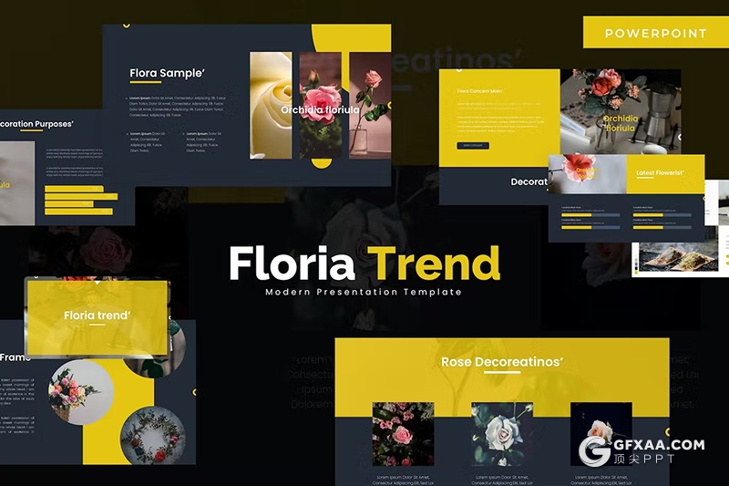 30页鲜花摄影展示品种研发国外PPT模板5种配色 - 顶尖PPT