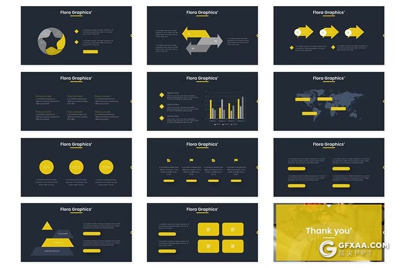 30页鲜花摄影展示品种研发国外keynote模板5种配色 - 顶尖PPT