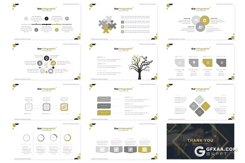 30页大气时尚摄影展示模特写真杂志风格通用国外PPT模板5种配色 - 顶尖PPT