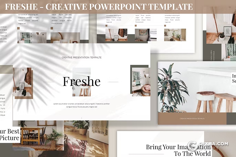 30页文艺风格室内设计装修家居产品展示国外PPT模板3种配色2种背景2款尺寸 - 顶尖PPT