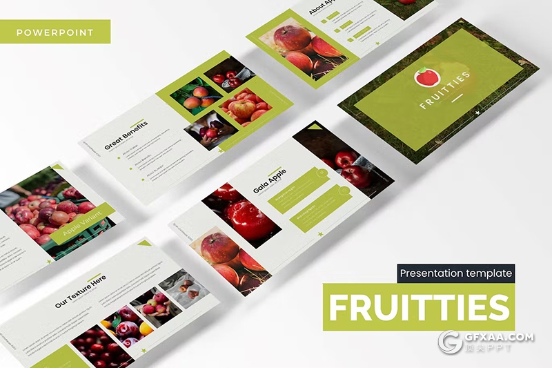30页绿色水果产品介绍水果摄影展示产品分析国外PPT模板5种配色 - 顶尖PPT