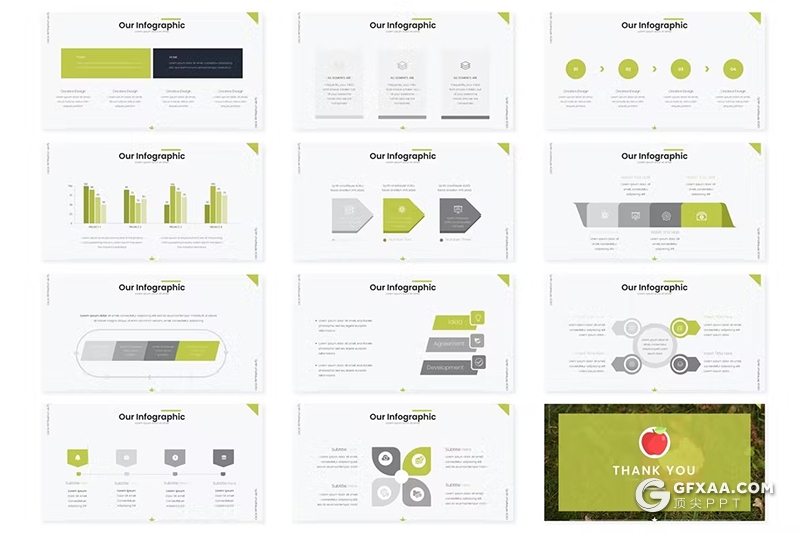 30页绿色水果产品介绍水果摄影展示产品分析国外GoogleSlides模板5种配色 - 顶尖PPT