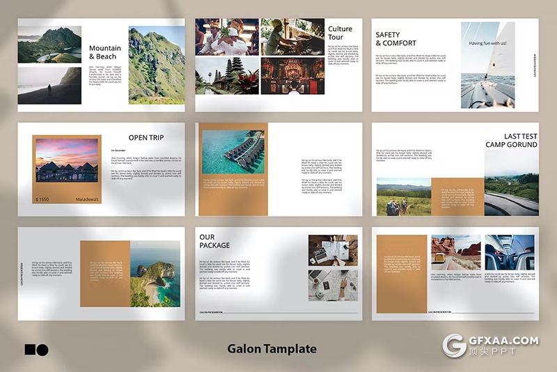 50页旅游景点摄影展示GoogleSlides模板 - 顶尖PPT