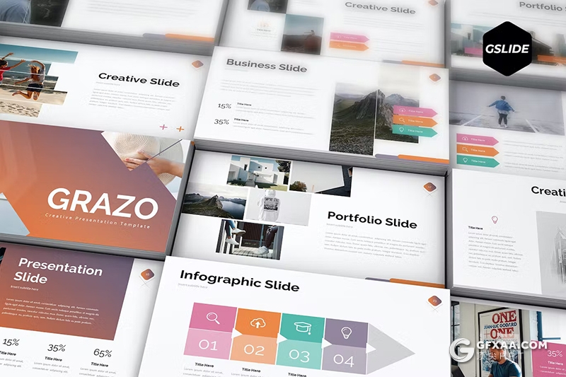 30页商业计划书团队介绍数据分析图片展示国外GoogleSlides模板5种配色 - 顶尖PPT