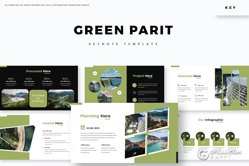 30页环境保护节能环保绿色环境展示宣传数据分析keynote模板5种配色 - 顶尖PPT