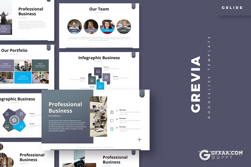 30页团队介绍商务计划书年计划总结汇报商务通用GoogleSlides模板5种配色 - 顶尖PPT