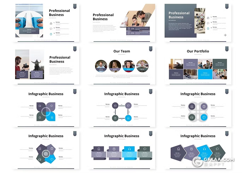 30页团队介绍商务计划书年计划总结汇报商务通用GoogleSlides模板5种配色 - 顶尖PPT