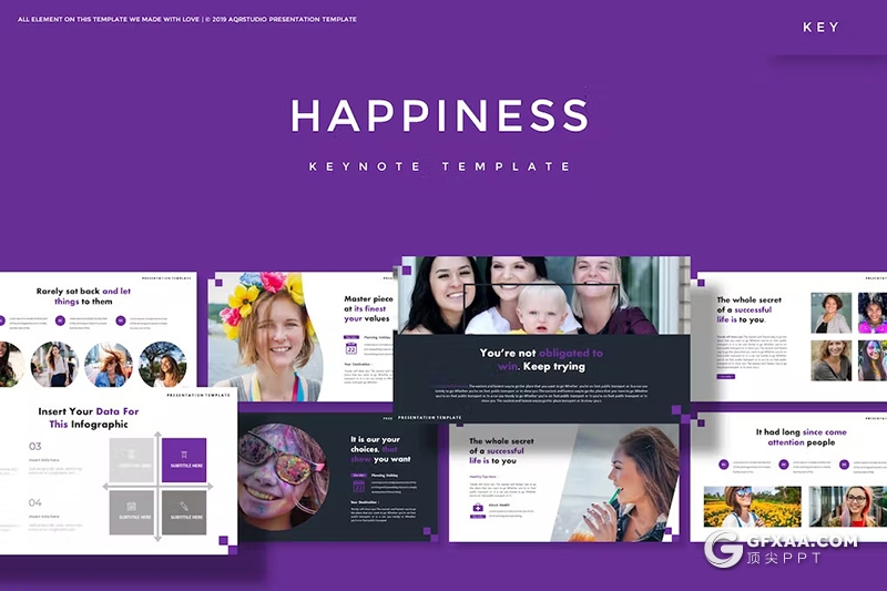 30页大气时尚人物摄影展示国外keynote模板5种配色 - 顶尖PPT