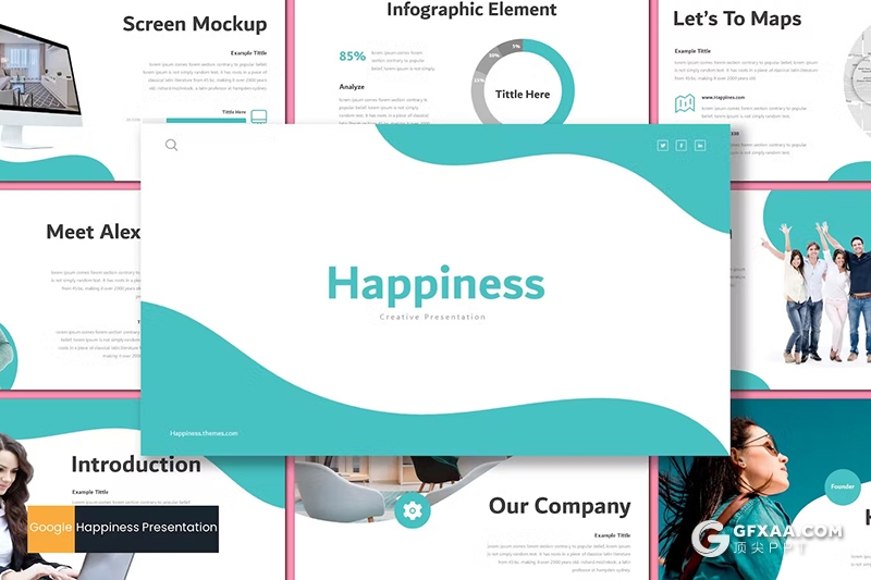 30页团队介绍商务计划书计划总结汇报商务通用国外GoogleSlides模板5种配色 - 顶尖PPT