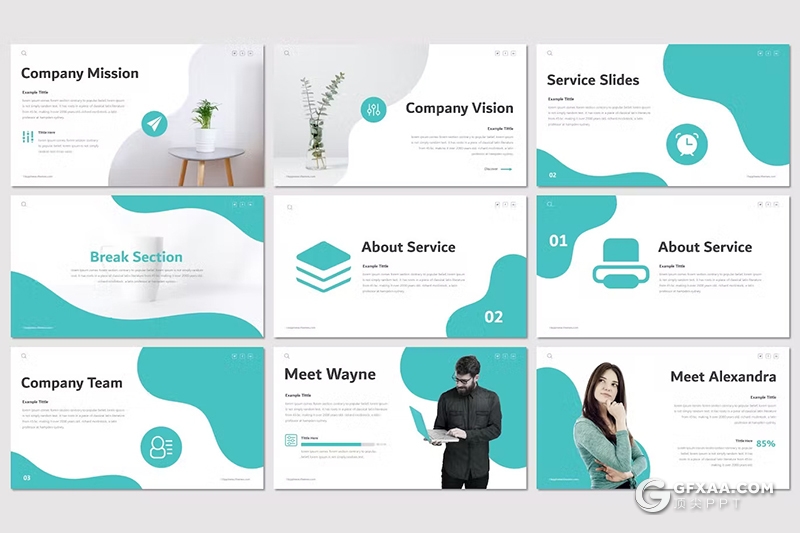 30页团队介绍商务计划书计划总结汇报商务通用国外PPT模板5种配色 - 顶尖PPT