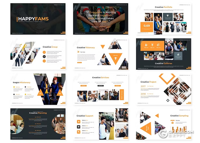 30页商业计划书团队介绍商务通用国外GoogleSlides模板5种配色 - 顶尖PPT