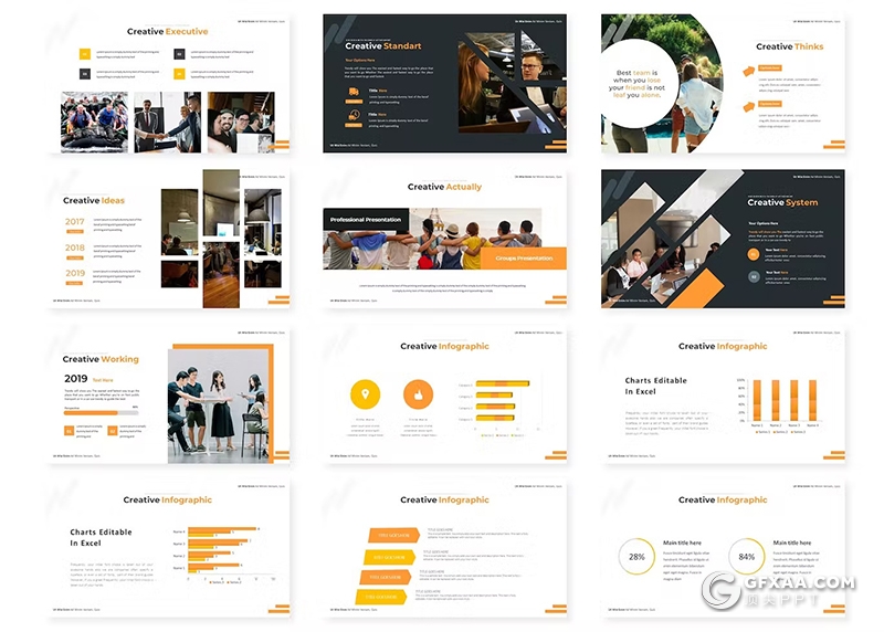 30页商业计划书团队介绍商务通用国外GoogleSlides模板5种配色 - 顶尖PPT