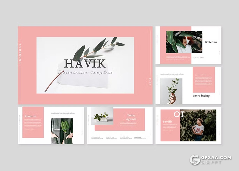 30页绿色小清新植物系国外PPT模板5种配色 - 顶尖PPT