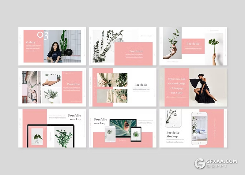 30页绿色小清新植物系国外PPT模板5种配色 - 顶尖PPT