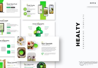 30页绿色水果产品介绍水果摄影展示产品分析健康饮食国外PPT模板5种配色 - 顶尖PPT