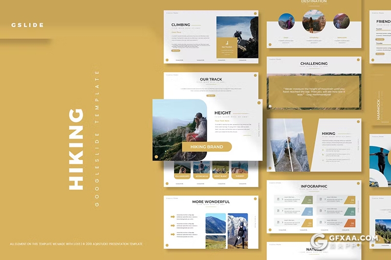 29页徒步旅行摄影展示项目介绍国外GoogleSlides模板5种配色 - 顶尖PPT