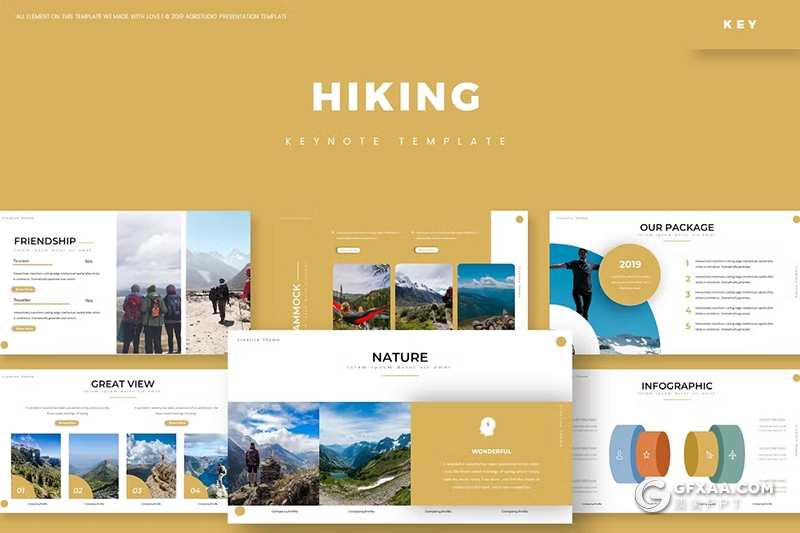 29页徒步旅行摄影展示项目介绍国外keynote模板5种配色 - 顶尖PPT