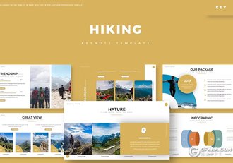 29页徒步旅行摄影展示项目介绍国外keynote模板5种配色 - 顶尖PPT
