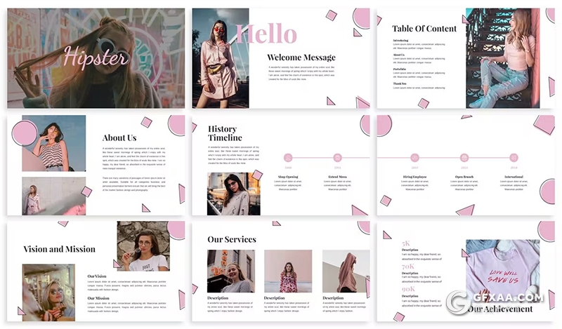 30页时尚精美服装展示时装秀模特写真通用国外GoogleSlides模板3种配色2款尺寸 - 顶尖PPT