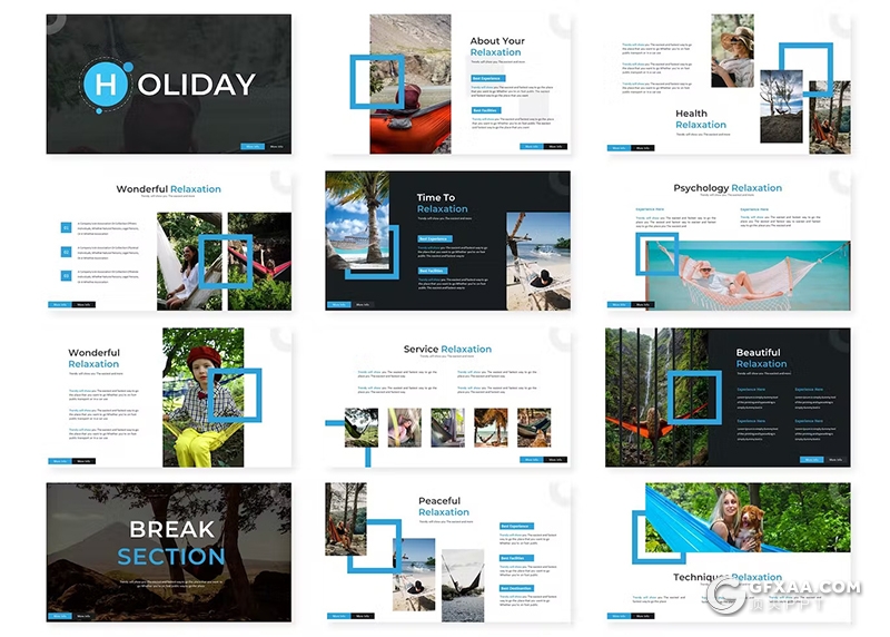 30页时尚精美旅游度假国外风景介绍主题keynote模板5种配色 - 顶尖PPT
