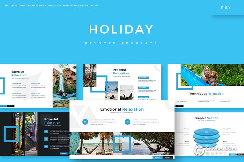 30页时尚精美旅游度假国外风景介绍主题keynote模板5种配色 - 顶尖PPT