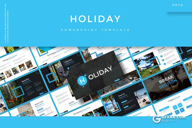 30页时尚精美旅游度假国外风景介绍主题PPT模板5种配色 - 顶尖PPT