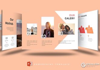 30页扁平化摄影展示摄影模特展示国外PPT模板5种配色 - 顶尖PPT