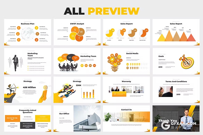 67页橙色简约大气商业计划书市场投资项目介绍国外GoogleSlides模板 - 顶尖PPT