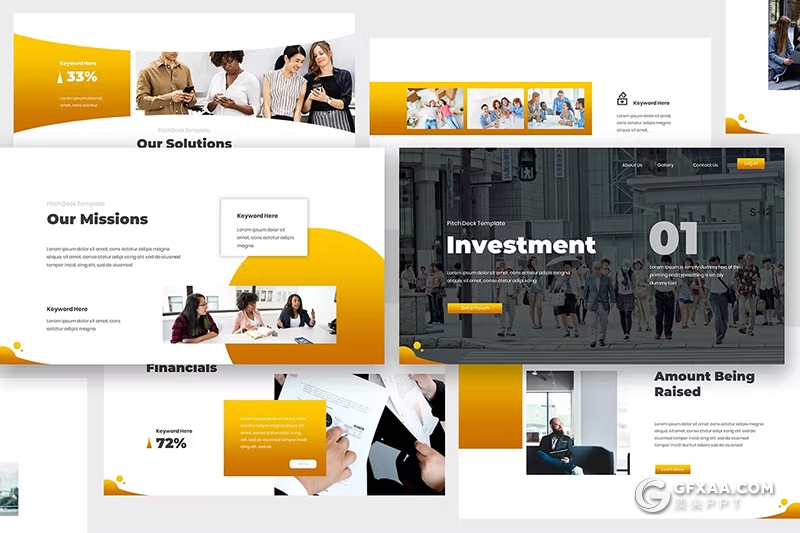 67页橙色简约大气商业计划书市场投资项目介绍国外GoogleSlides模板 - 顶尖PPT