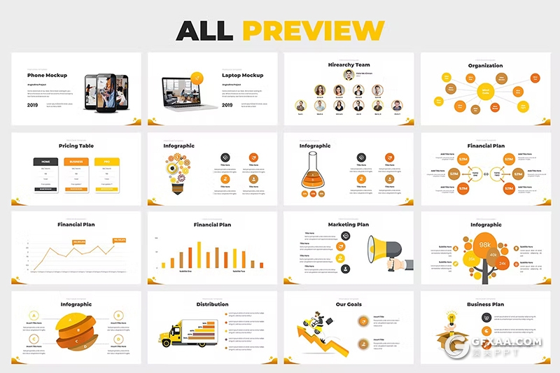 67页橙色简约大气商业计划书市场投资项目介绍国外PPT模板 - 顶尖PPT