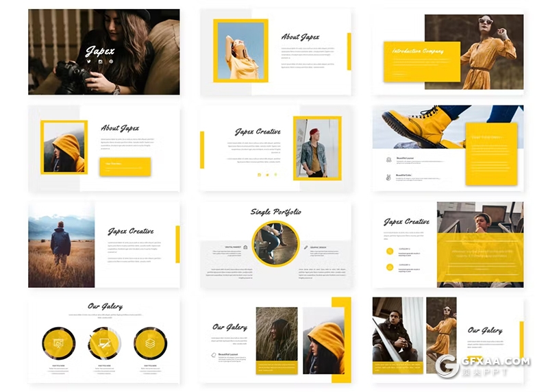 30页简约大气摄影模特展示衣服鞋子展示国外keynote模板5种配色 - 顶尖PPT