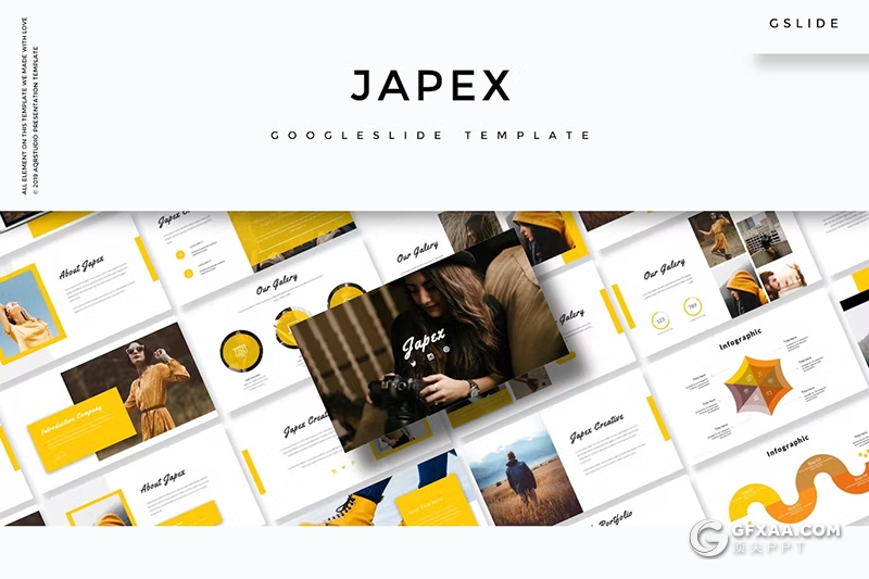 30页简约大气摄影模特展示衣服鞋子展示国外GoogleSlides模板5种配色 - 顶尖PPT