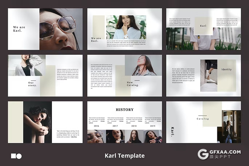 50页扁平化产品摄影展示模特展示国外PPT模板 - 顶尖PPT