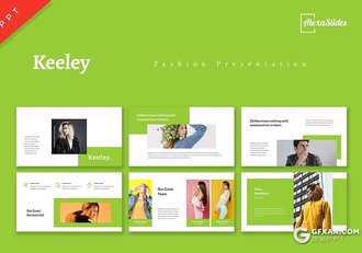 31页扁平化绿色服装摄影展示模特摄影展示国外PPT模板 - 顶尖PPT