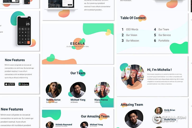 47页多色彩时尚精美团队介绍商业计划书商务通用国外keynote模板 - 顶尖PPT
