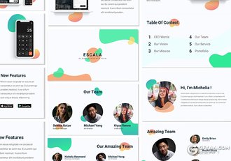 47页多色彩时尚精美团队介绍商业计划书商务通用国外keynote模板 - 顶尖PPT