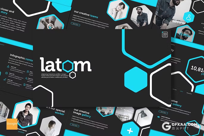 30页高端时尚电子产品研发团队介绍商务通用国外GoogleSlides模板5种配色 - 顶尖PPT