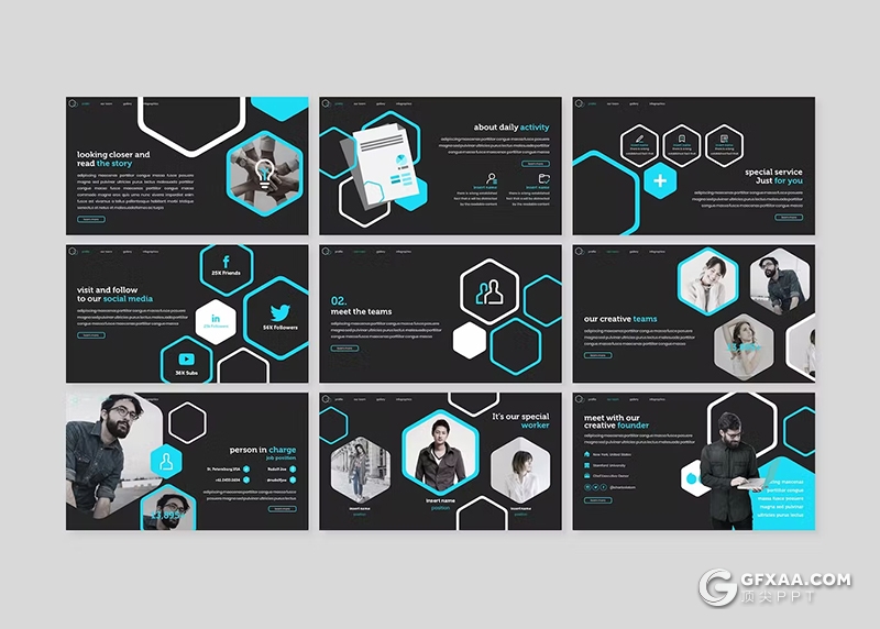 30页高端时尚电子产品研发团队介绍商务通用国外PPT模板5种配色 - 顶尖PPT