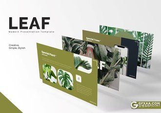 30页绿色小清新植物系国外PPT模板5种配色 - 顶尖PPT