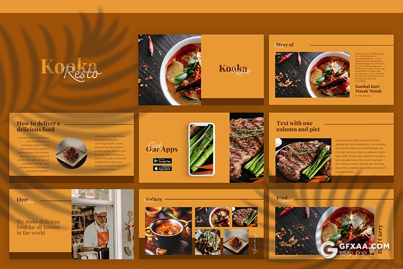 31页橙棕色牛排餐饮美食主题数据统计分析国外PPT模板 - 顶尖PPT