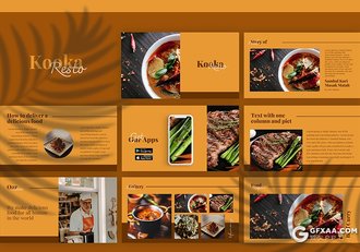 31页橙棕色牛排餐饮美食主题数据统计分析国外PPT模板 - 顶尖PPT